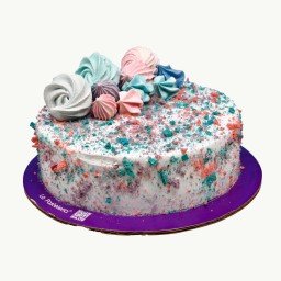 pastel cubierto migas de macaron y espumillas