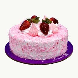 pastel cubierto de coco de color rosado 